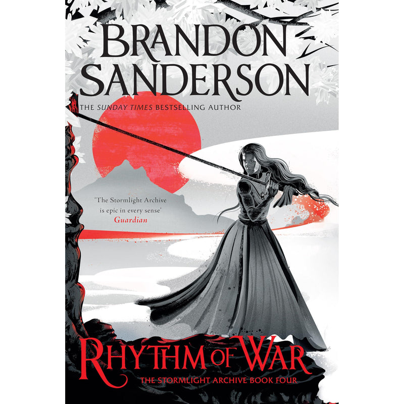 Cover image of "Rhythm of War," the fourth book in the Stormlight Archive series by Brandon Sanderson, published by Gollancz.