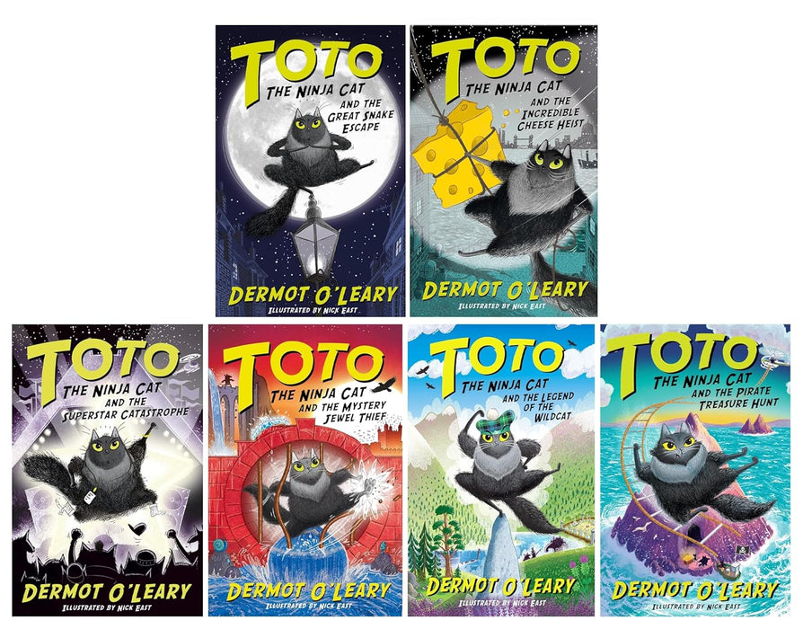Toto the Ninja Cat Series by Dermot O’Leary 6 Books Set (Mystery Jewel Thief, Legend of the Wildcat, Great Snake Escape)