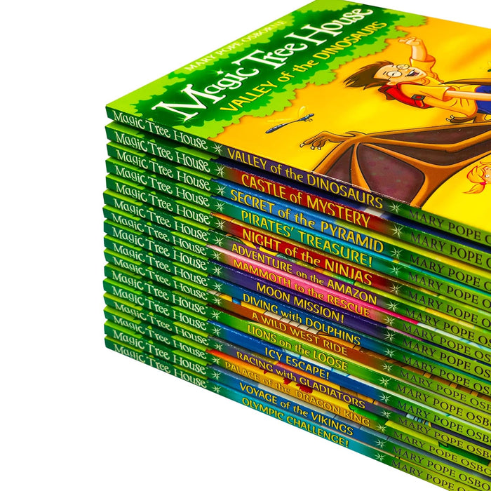 Mary Pope Osborne Magic Tree House 16 Books Collection Set (Moon Mission!, Icy Escape!, Olympic Challenge!, Castle of Mystery) - The Book Bundle