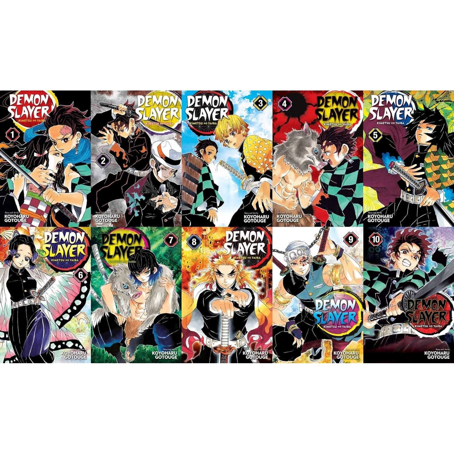 Demon Slayer 10 book set. Volumes 1-10 by Koyoharu Gotouge — The