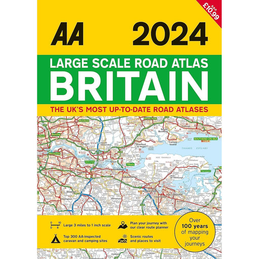 2024 Large Scale Road Atlas Britain (AA Publishing) 3 miles to 1 inch scale (A3 size) - The Book Bundle