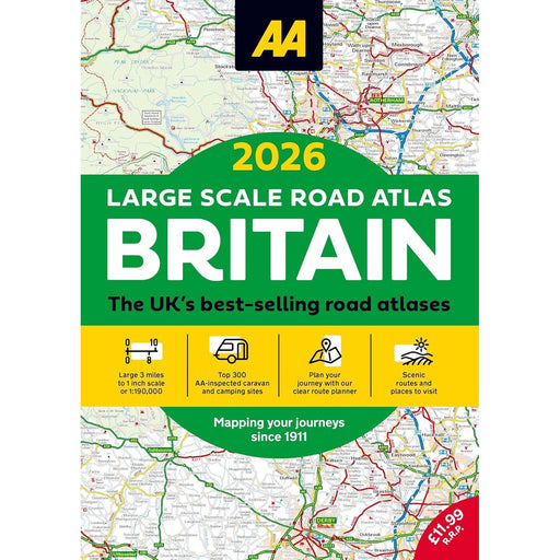 2026 Large Scale Road Atlas Britain (AA Publishing) (Staple Bound) - The Book Bundle