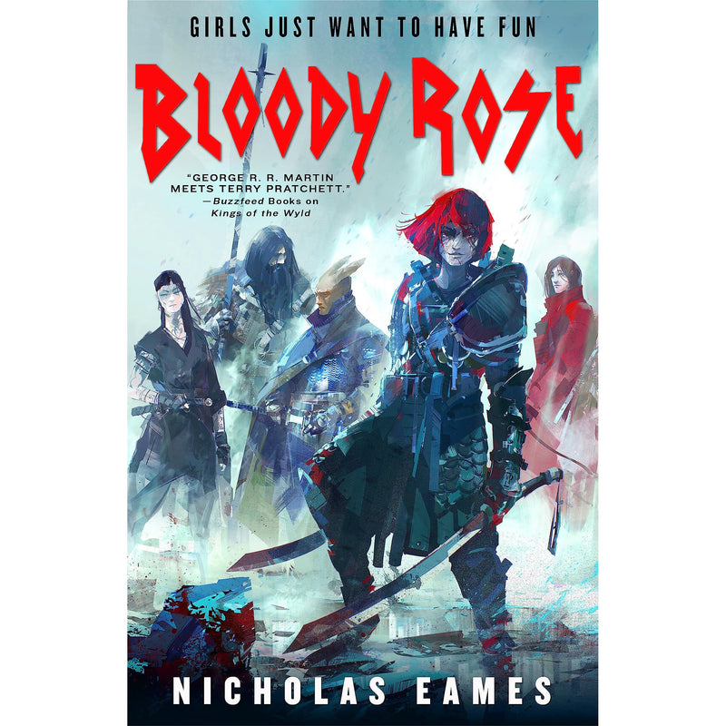 Cover image of Bloody Rose: The Band, Book Two by Orbit, featuring dark fantasy artwork with a fierce female character and vibrant red accents.