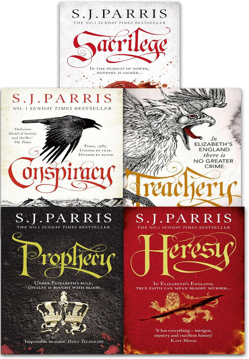 Giordano Bruno Series 5 Books Collection Set by S. J. Parris (Heresy, Prophecy, Sacrilege, Treachery & Conspiracy)