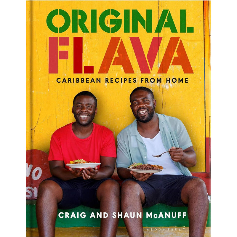 Two hardcover cookbooks featuring Caribbean recipes by Andi Oliver and Craig McAnuff, with colorful cover images and title text.
