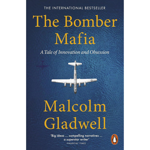 Paperback of The Bomber Mafia book by Malcolm Gladwell, published by Penguin, featuring a cover with military aircraft illustration.