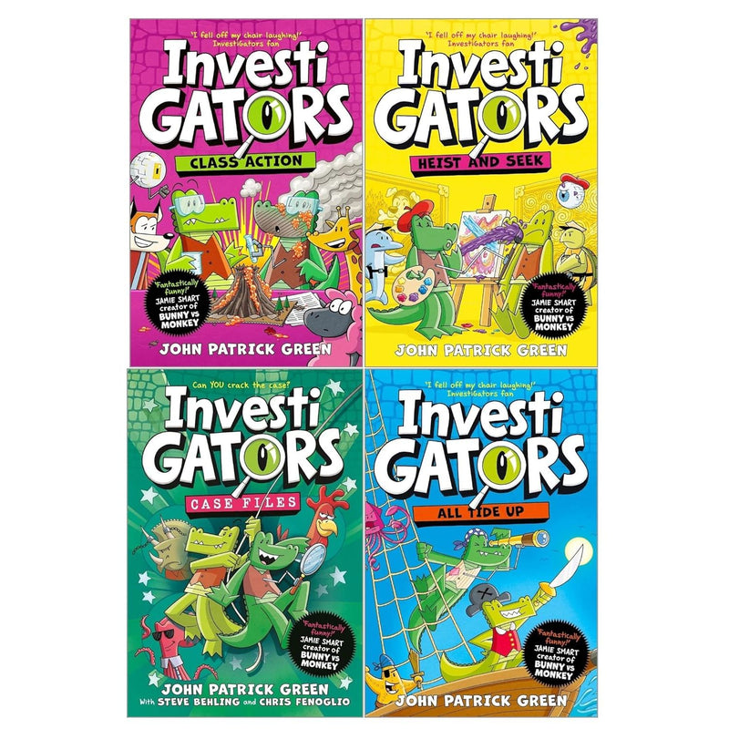 InvestiGators Series by John Patrick Green 4 Books Set 6-9 (All Tide Up, Heist and Seek, Class Action, Case Files) - The Book Bundle