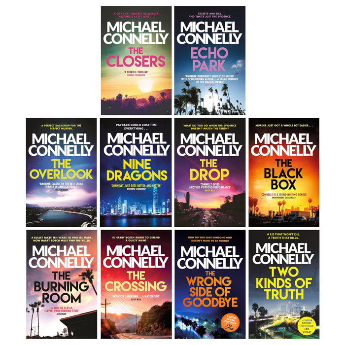 Harry Bosch Series (Book 11-20) by Michael Connelly 10 Books Collection Set (The Closers, Echo Park, The Overlook, Nine Dragons, The Drop, The Black Box, The Burning Room, The Crossing and Two More...) - The Book Bundle