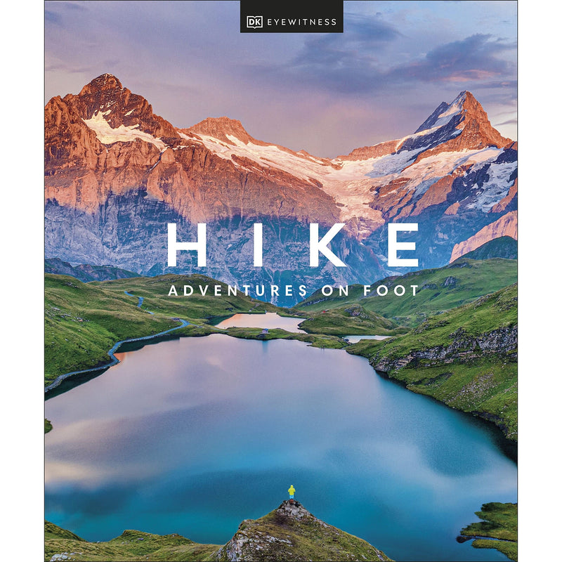 Hardcover of "Hike: Adventures on Foot" non-fiction book by DK Travel, showing the book cover with hiking imagery.