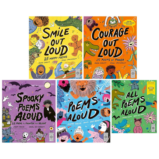 Poetry to Perform Series By Joseph Coelho Illustrated 5 Picture Books Collection Set (All Poems Aloud: World Book Day 2025, Smile Out Loud, Courage Out Loud, Spooky Poems Aloud and Poems Aloud) - The Book Bundle