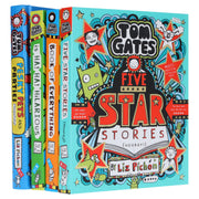 Tom Gates Series 4 book collection by Liz Pichon, featuring colorful covers and illustrations from Scholastic UK Ltd.