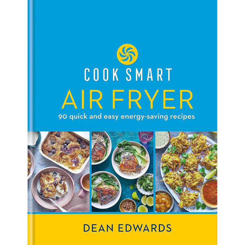 Cooking with Dean Edwards' Cook Smart Air Fryer, showcasing a modern kitchen countertop with the air fryer in use.