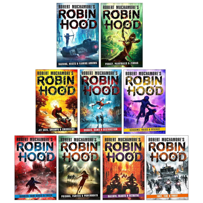 Robin Hood Series by Robert Muchamore 9 Books Collection Set (Hacking, Heists & Flaming Arrows, Piracy) - The Book Bundle