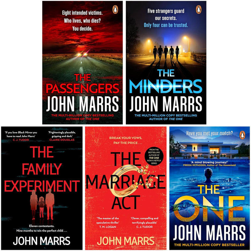 Dark Future Series 5 books collection set by John Marrs, paperback fiction novels, published by Penguin, featuring vibrant covers.