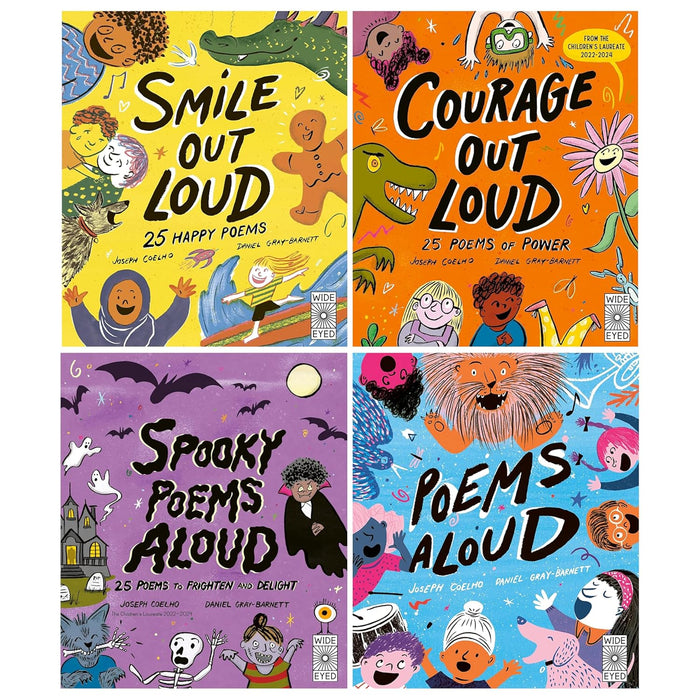 Poetry to Perform Series By Joseph Coelho 4 Picture Books Collection Set (Smile Out Loud, Courage Out Loud, Spooky Poems Aloud & Poems Aloud) - The Book Bundle