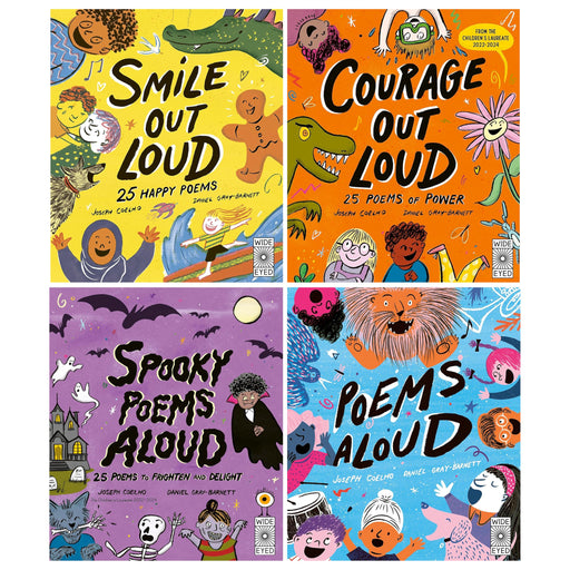 Poetry to Perform Series By Joseph Coelho 4 Picture Books Collection Set (Smile Out Loud, Courage Out Loud, Spooky Poems Aloud and Poems Aloud) - The Book Bundle