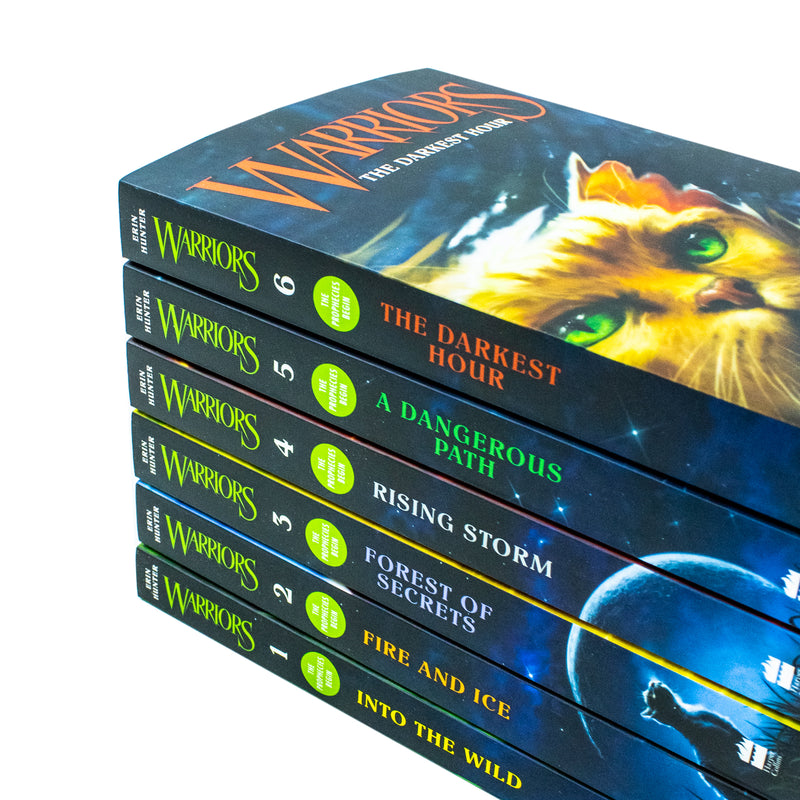 Six-book collection of Warrior Cats Series 1 by Erin Hunter, including Into the Wild, Fire and Ice, Forest of Secrets, in a HarperCollins set.