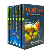 Six-book collection of Warrior Cats Series 1 by Erin Hunter, including Into the Wild, Fire and Ice, and Forest of Secrets.