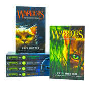 Six-book collection of Warrior Cats Series 1 by Erin Hunter, featuring Into the Wild, Fire and Ice, Forest of Secrets, and more.