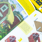 Minecraft Bite-Size Builds Collection 3 books set by Mojang AB, featuring colorful cover illustrations and sample pages.