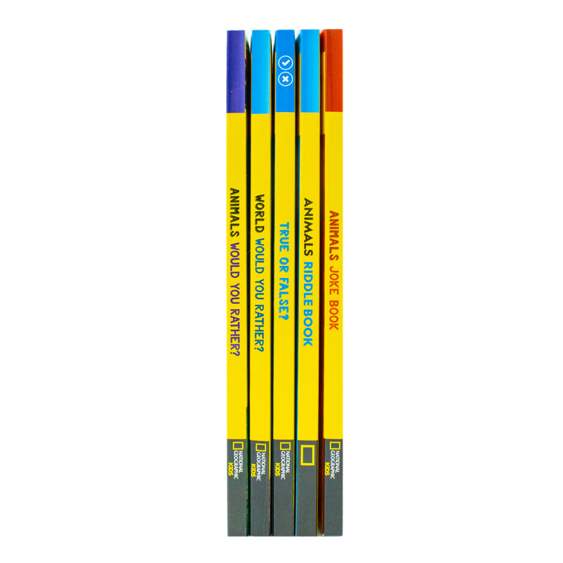 National Geographic Kids Animals 5-book family game collection set by Collins, featuring colorful animal illustrations.