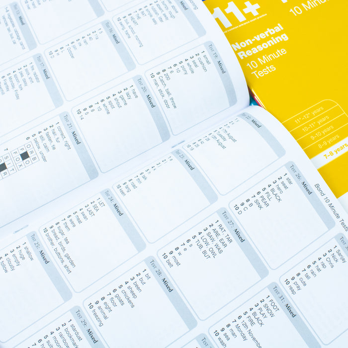 Bond 11+: 10 Minute Tests ,7-8 years Bundle: English, Maths, Non-verbal Reasoning, Verbal Reasoning - The Book Bundle