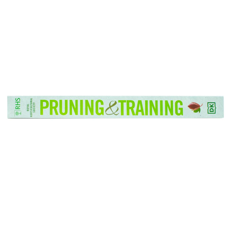 Book cover of RHS Pruning and Training revised edition by Christopher Brickell and David Joyce, featuring pruning tools and plant illustrations.