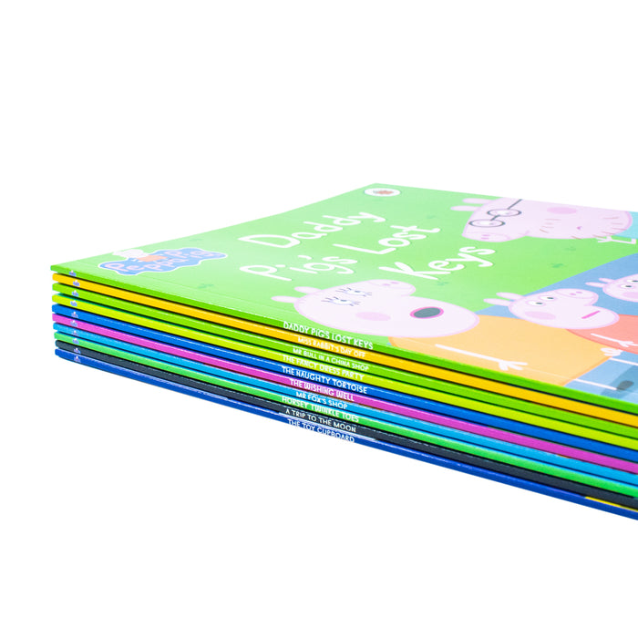 Peppa Pig Orange Bag 10 Books Collection Set including CD (The Toy Cupboard, A Trip to the Moon) - The Book Bundle