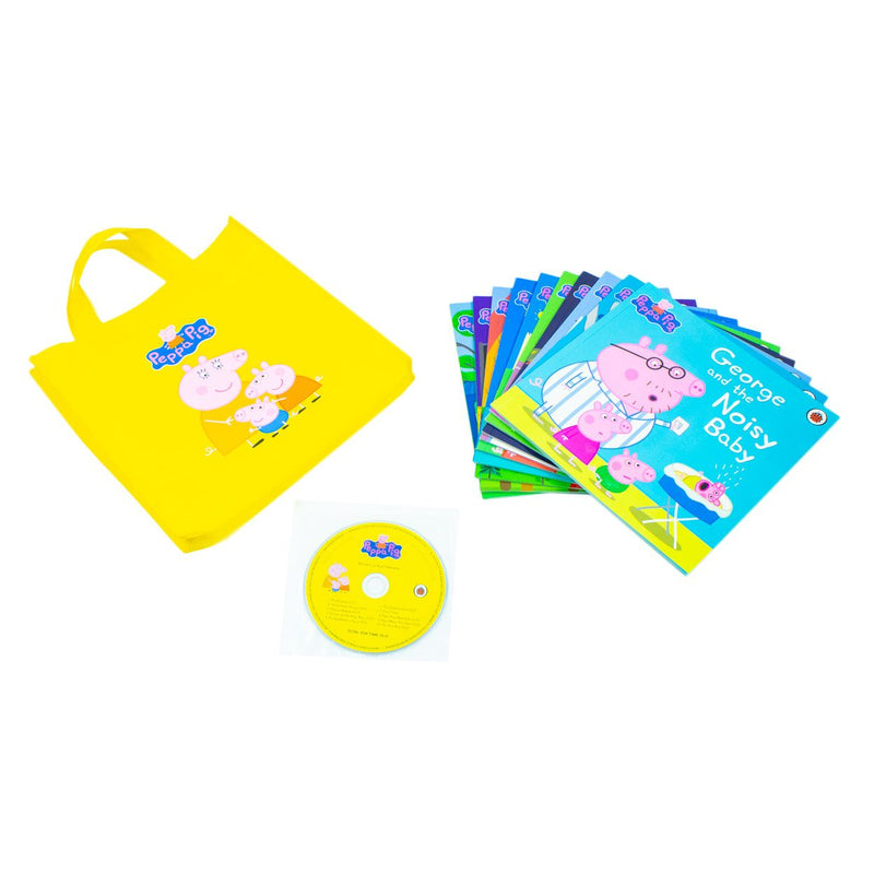 Peppa Pig Yellow Bag 10 Books Collection Set including CD (The Train Ride, Pedro’s Pirate Treasure) - The Book Bundle