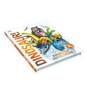 DK Knowledge Encyclopedia Dinosaur book cover featuring colorful illustrations of over 60 prehistoric creatures and dinosaurs.