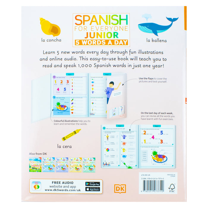 Spanish for Everyone Junior 5 Words a Day: Learn and Practise 1,000 Spanish Words by DK - The Book Bundle