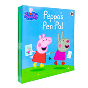 Ladybird Peppa Pig purple bag with 10 book set and CD, featuring colorful children's storybooks and illustrations.