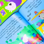 Ladybird Peppa Pig Lime Bag set featuring 10 books and CD, including Grandpa Pig’s Little Train, with colorful Peppa Pig illustrations.