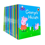 Set of 50 Peppa Pig The Amazing Collection ladybird books in a red box, featuring colorful Peppa Pig illustrations.