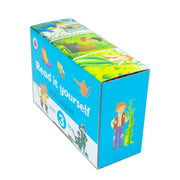 Ladybird Read It Yourself Level 3 tuck box set with 8 books, including The Elves and the Shoemaker, featuring colorful illustrations.