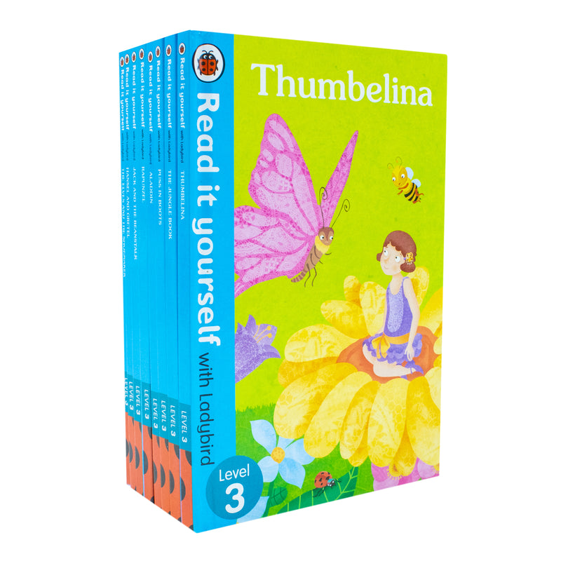 Ladybird Read It Yourself Level 3 Tuck Box with 8 storybooks, including The Elves and the Shoemaker, for young readers.