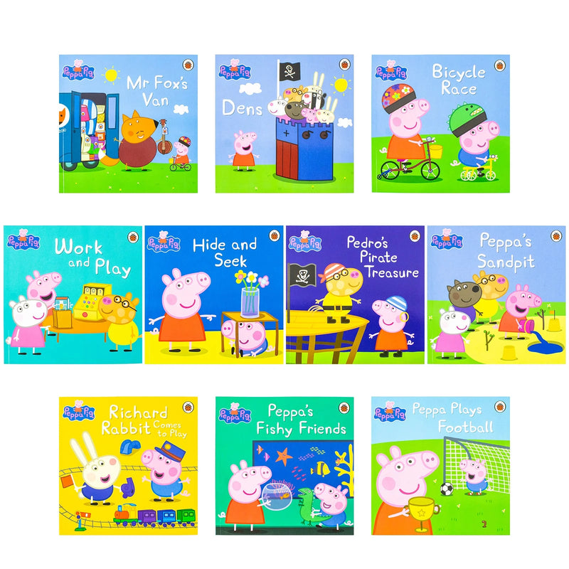 Peppa Pig 10 Books Collection Set - Peppa's Fun With Friends Bicycle Race Dens Hide And Seek - Fiction - Paperback