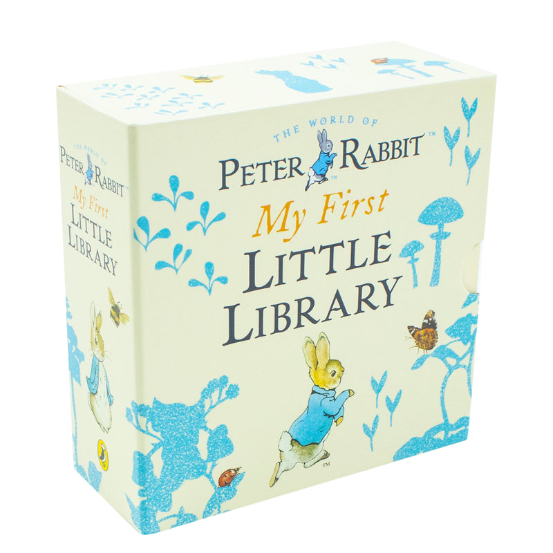 Set of four Beatrix Potter Peter Rabbit My First Little Library board books on words, shapes, numbers, and colors by Penguin.