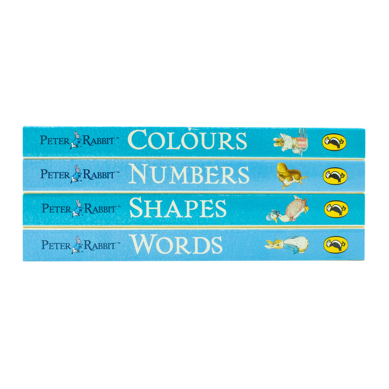 Beatrix Potter Peter Rabbit My First Little Library box set of board books with words, shapes, numbers, and colors for young children.