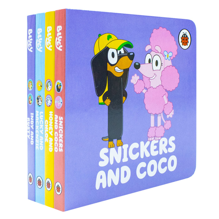 Bluey and Friends Little Library 4 Board Book Collection Box Set (Snickers and Coco, Honey and Chloe) - The Book Bundle