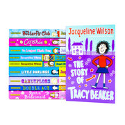 Set of 10 Jacqueline Wilson books by Corgi Ltd., including Double Act, Tracy Beaker, Candyfloss, and Rent a Bridesmaid, shown together.