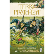 Corgi paperback set of five Discworld novels by Terry Pratchett featuring colorful book covers and spine designs.