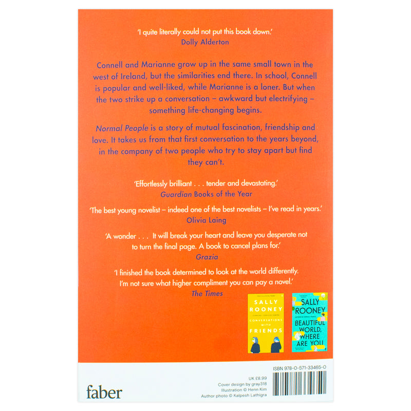 Paperback of "Normal People" by Sally Rooney, published by Faber & Faber, showing the book cover with title and author name.