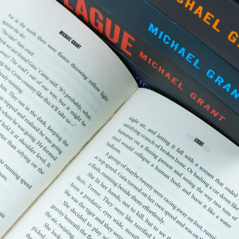 Set of six Gone series books by Michael Grant in paperback, featuring book covers from the Electric Monkey collection.