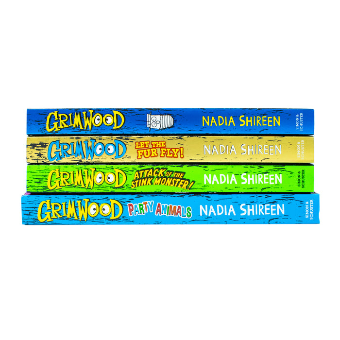Grimwood Series 4 Books Collection Set by Nadia Shireen (Grimwood, Let The Fur Fly!, Attack of the Stink Monster!, Party Animals) - The Book Bundle
