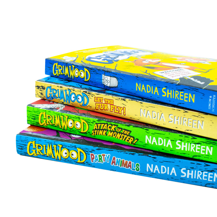 Grimwood Series 4 Books Collection Set by Nadia Shireen (Grimwood, Let The Fur Fly!, Attack of the Stink Monster!, Party Animals) - The Book Bundle