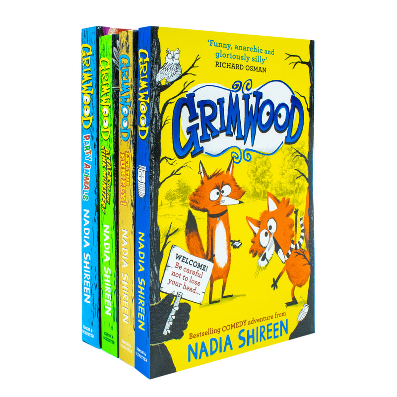 Grimwood Series 4 Books Collection Set by Nadia Shireen (Grimwood, Let The Fur Fly!, Attack of the Stink Monster!, Party Animals) - The Book Bundle