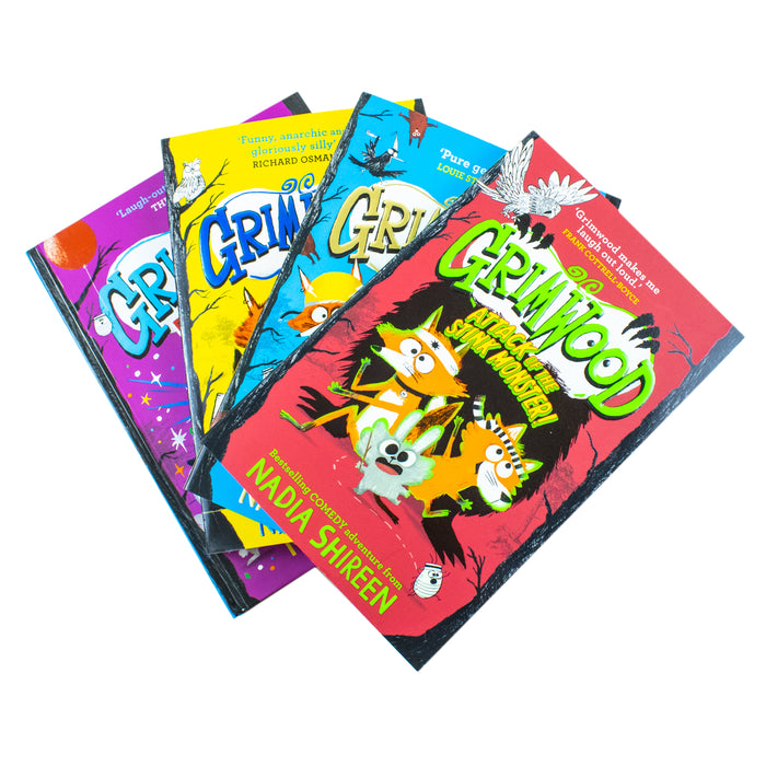 Grimwood Series 4 Books Collection Set by Nadia Shireen (Grimwood, Let The Fur Fly!, Attack of the Stink Monster!, Party Animals) - The Book Bundle