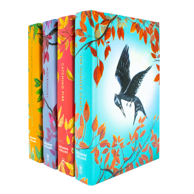 Deluxe Hunger Games box set by Suzanne Collins including Catching Fire and Mockingjay, featuring four Scholastic books in a collectible collection.