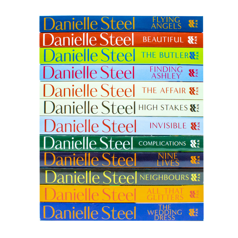 Set of 12 Danielle Steel Collection books including The Wedding Dress, All That Glitters, Neighbours, and Nine Lives in a box set.